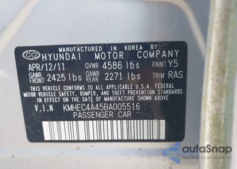 2011 Hyundai Sonata Hybrid Hybrid из США, поврежденный, VIN KMHEC4A45BA005516